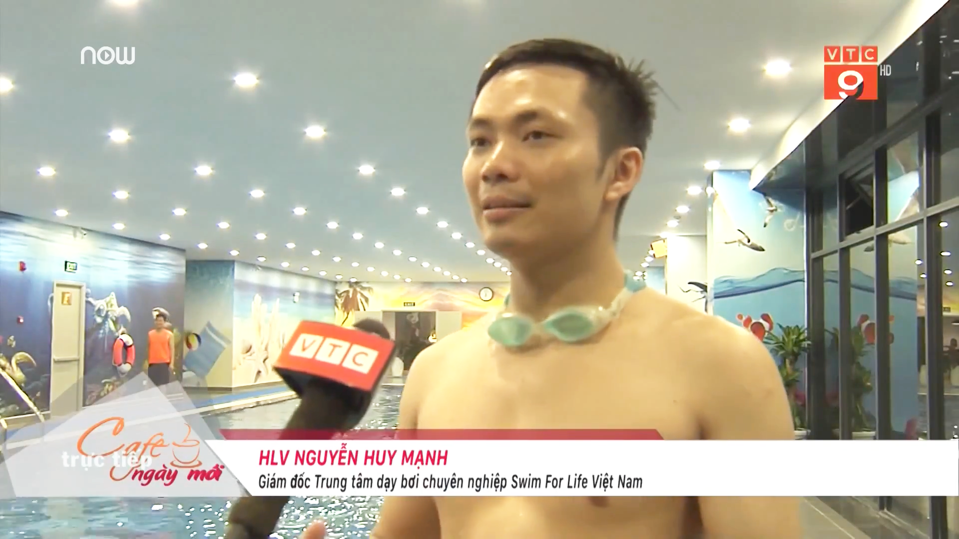 HLV Nguyễn Huy Mạnh - Giám đốc Trung tâm dạy bơi Swim For Life trả lời phỏng vấn trên kênh VTC9
